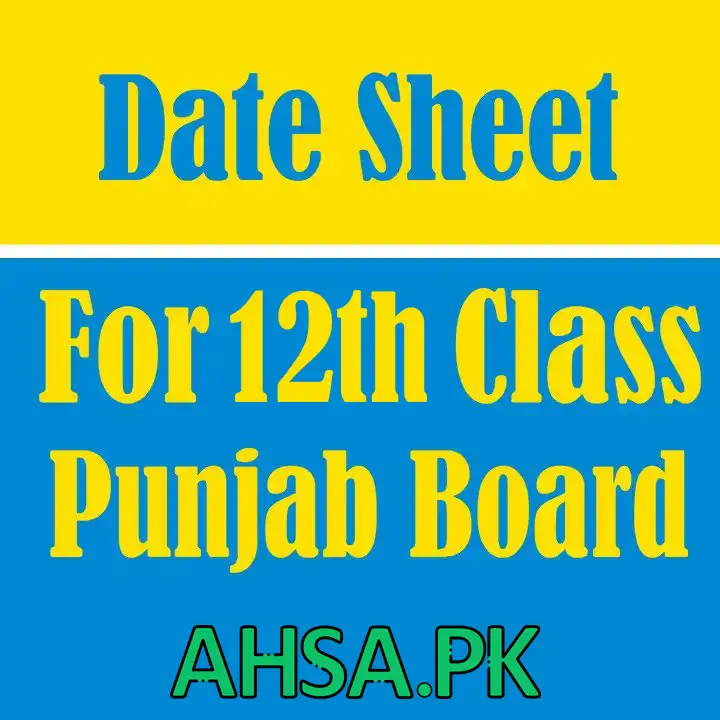 Date sheet for Class 12 by BISE Punjab