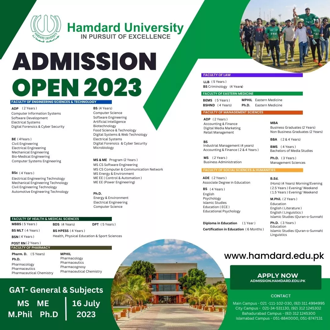 Hamdard University Admission 2023