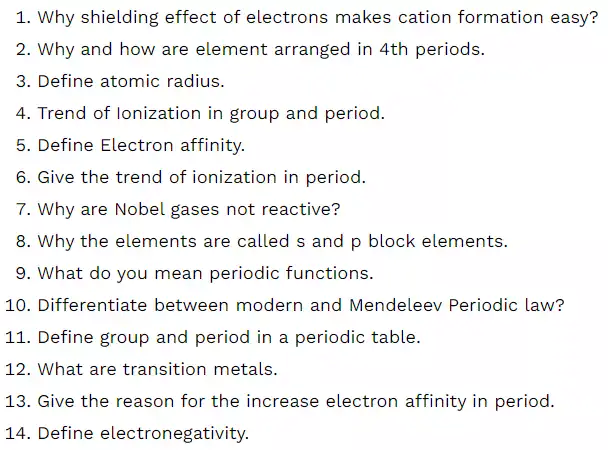 chapter 3 short questions chemistry
