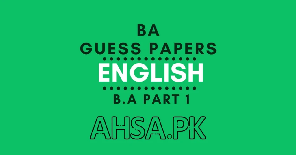 BA Part 1 English Guess Paper