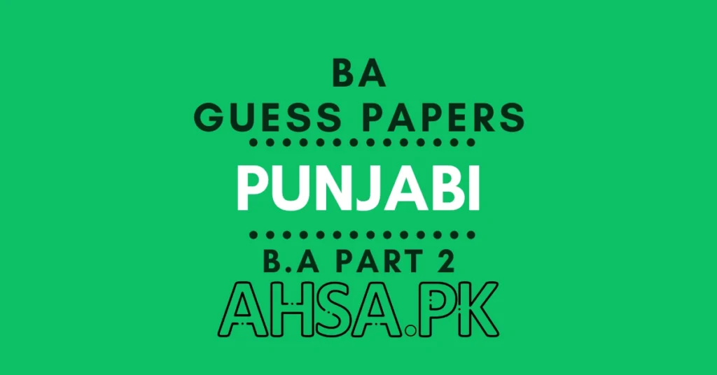 BA Part 2 Punjabi Guess Paper